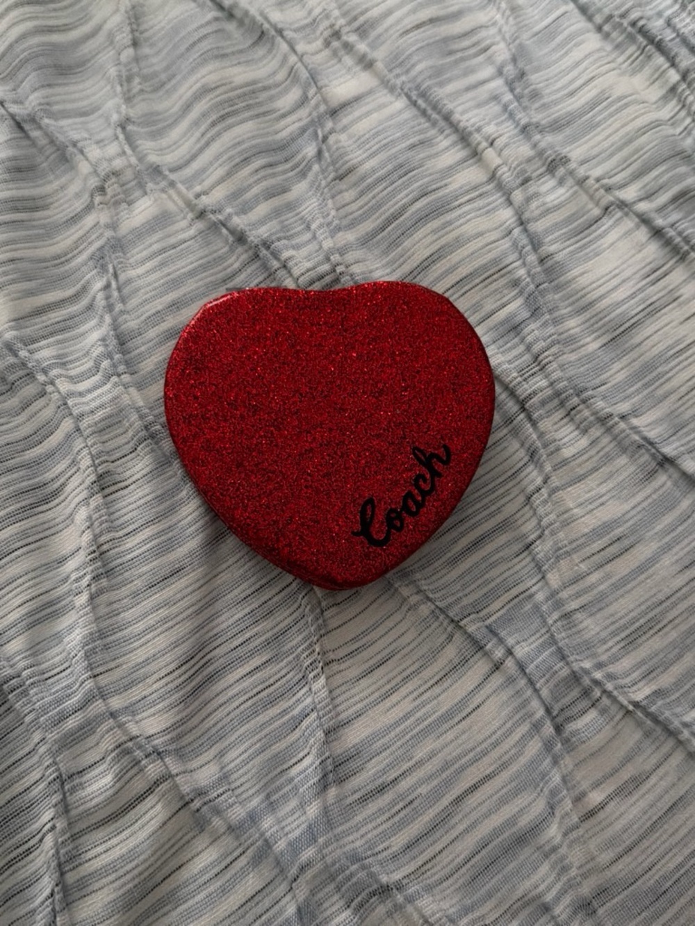 Coach Glitter Heart Compact Mirror in Red